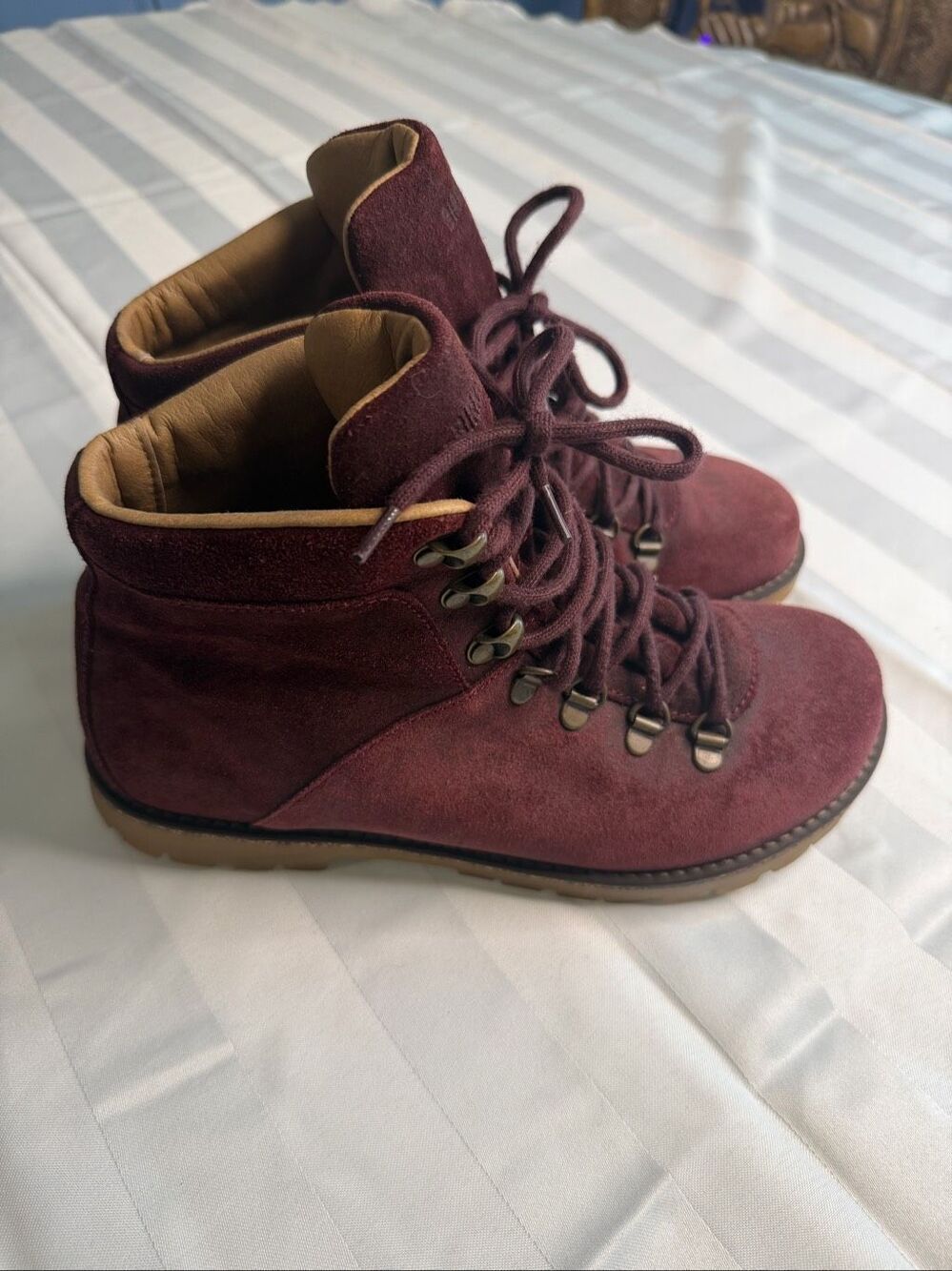 Birkenstock Jackson Ochre Burgundy Leather Hiking Mountain Boots Size 39 E US 8 - Picture 4 of 10